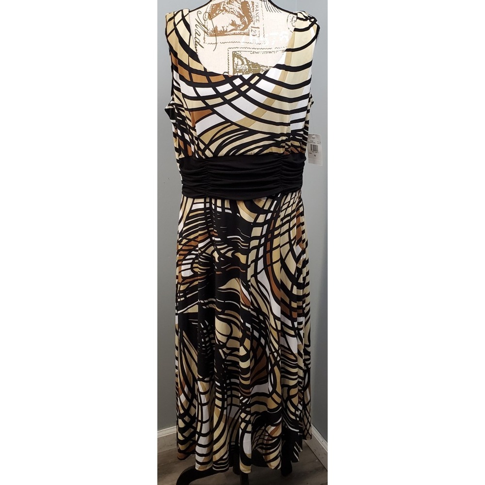 Perceptions New York Maxi Dress Womens 16 Multi Geometric Lined Sleeveless